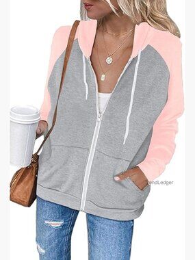Long Sleeve Zip Up Hoodie Sweatshirt with Pockets, Relaxed Fit, Lightweight